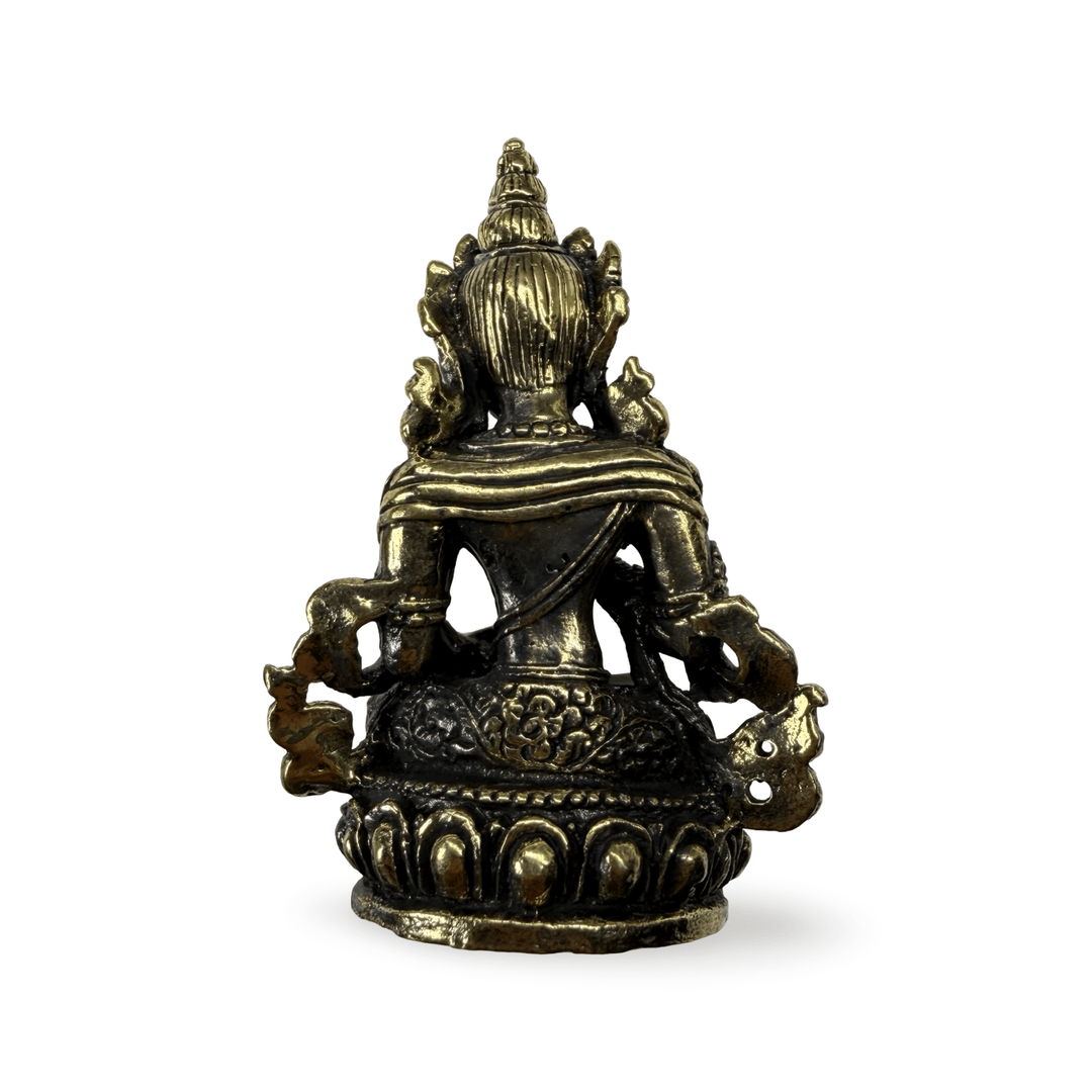 Amitayus - Miniaturstatue aus Messing (4.7 cm) - Atelier Tibet