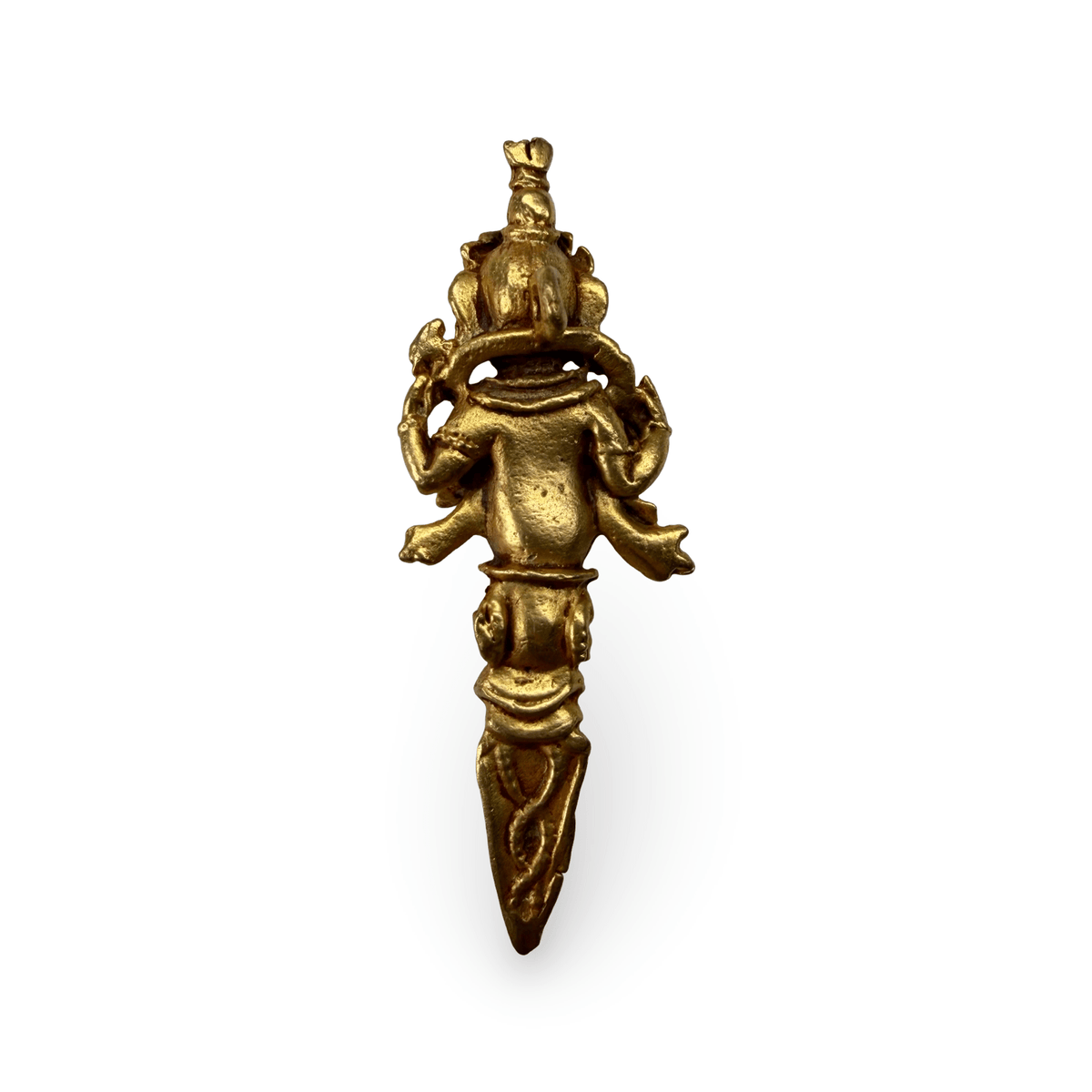 Anhänger Phurba mit Ganapati - Kupfer vergoldet, 62 mm - Atelier Tibet