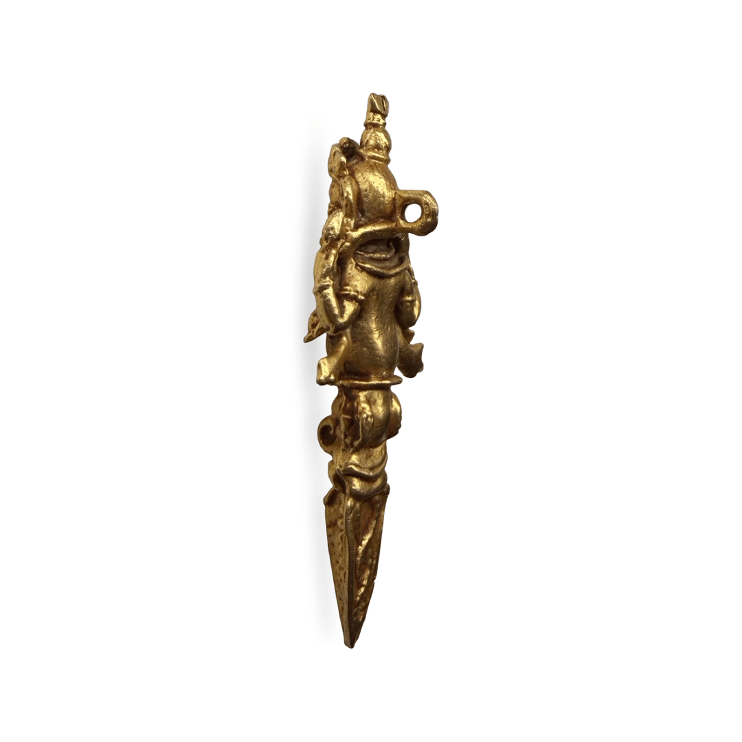 Anhänger Phurba mit Ganapati - Kupfer vergoldet, 62 mm - Atelier Tibet