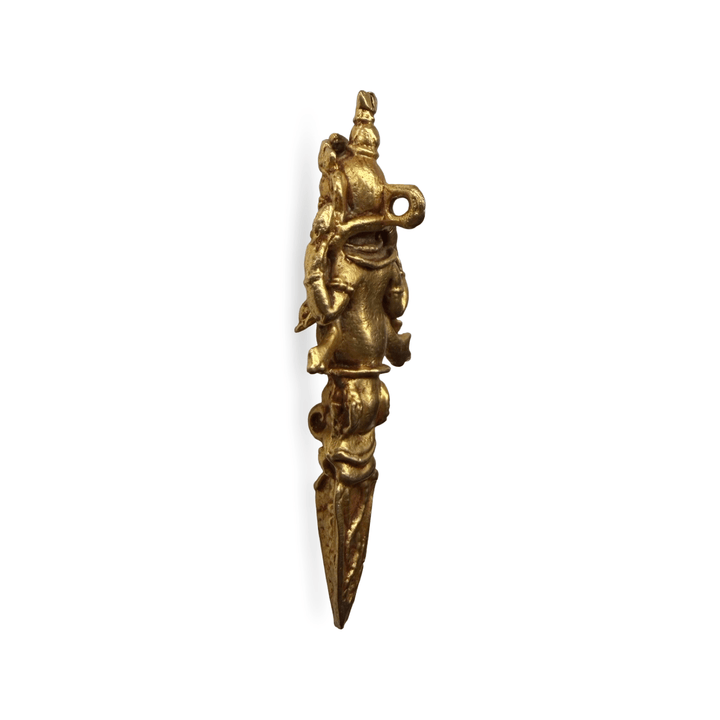 Anhänger Phurba mit Ganapati - Kupfer vergoldet, 62 mm - Atelier Tibet