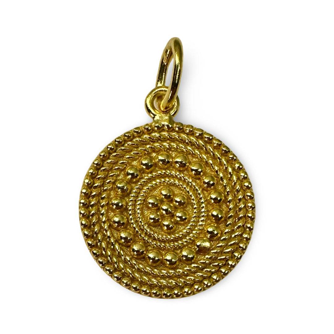 Anhänger aus vergoldetem Silber mit feinem Kugelornament - Atelier Tibet
