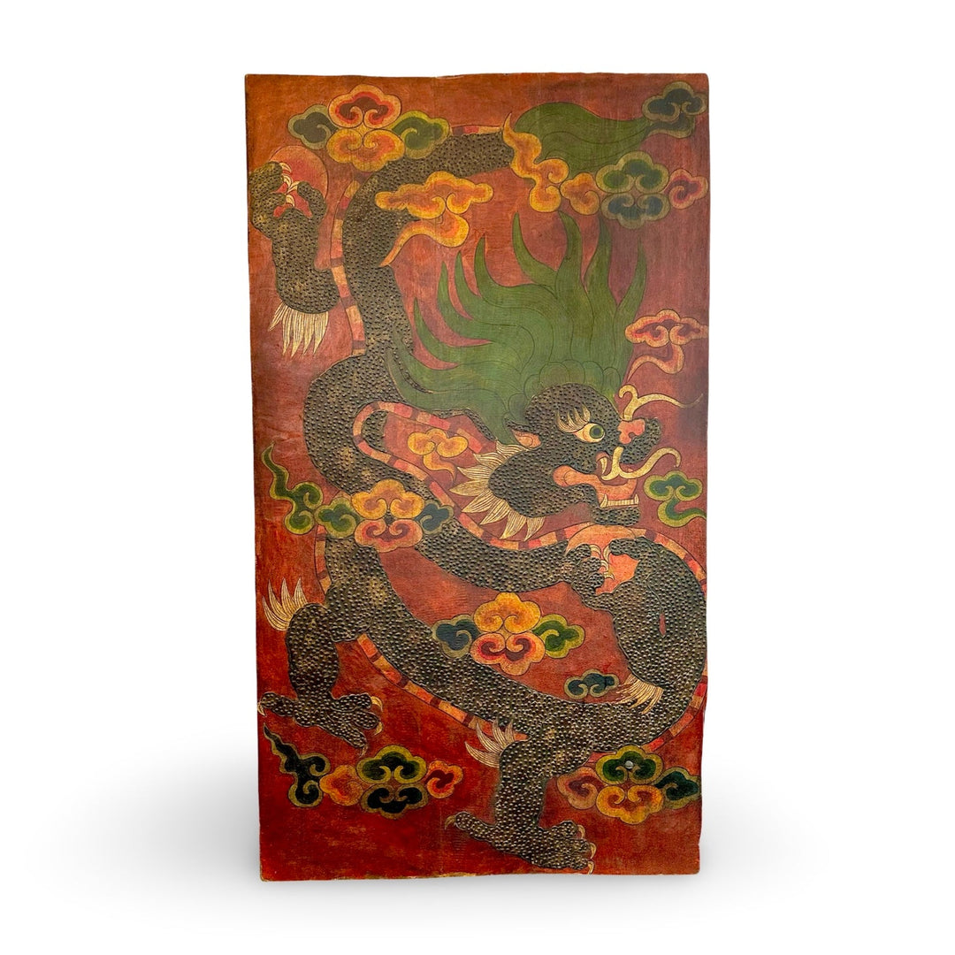 Antike Türe aus Tibet mit Drachen - Motiv - Atelier Tibet