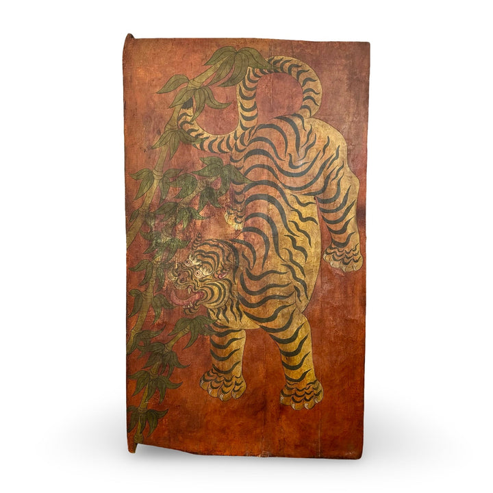 Antike Türe aus Tibet mit Tiger - Motiv - Atelier Tibet