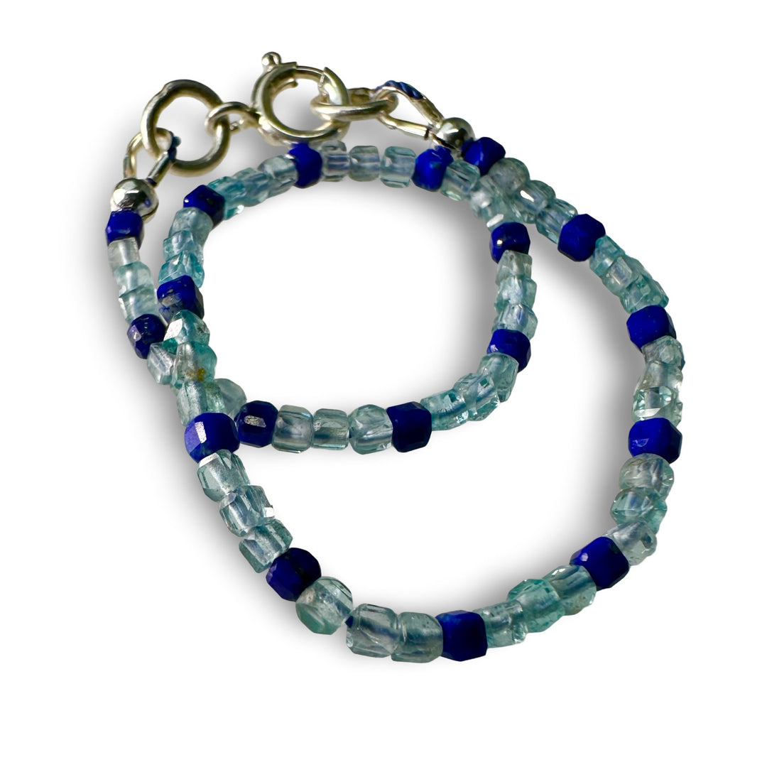 Apatit - und Lapis Lazuli Fusskette - Atelier Tibet