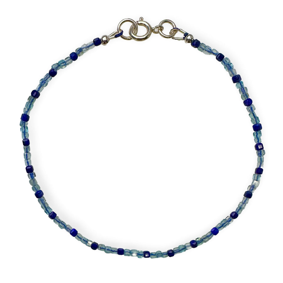 Apatit - und Lapis Lazuli Fusskette - Atelier Tibet