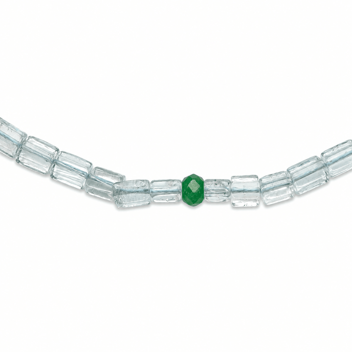 Aquamarin-Kette mit Chrysopras und Peridot - Atelier Tibet
