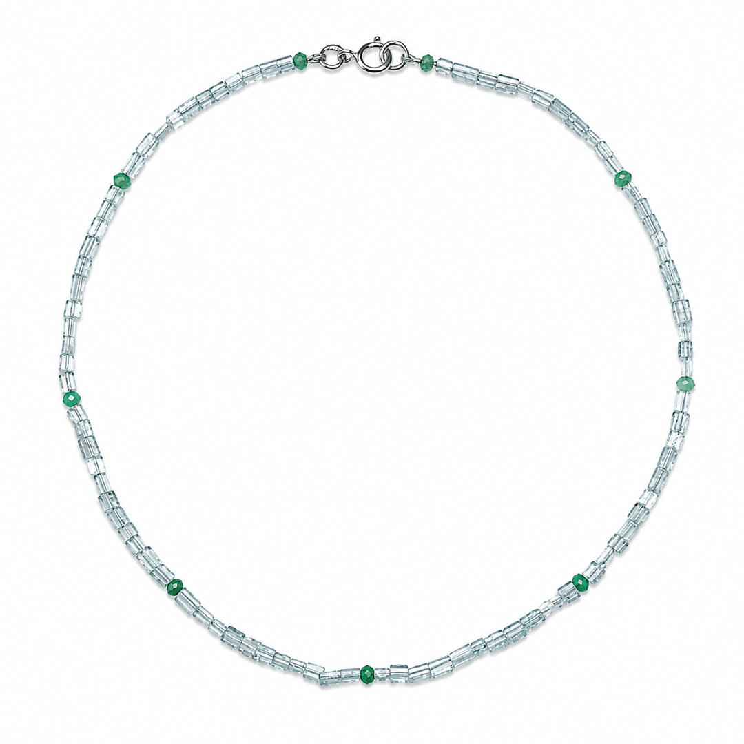 Aquamarin-Kette mit Chrysopras und Peridot - Atelier Tibet