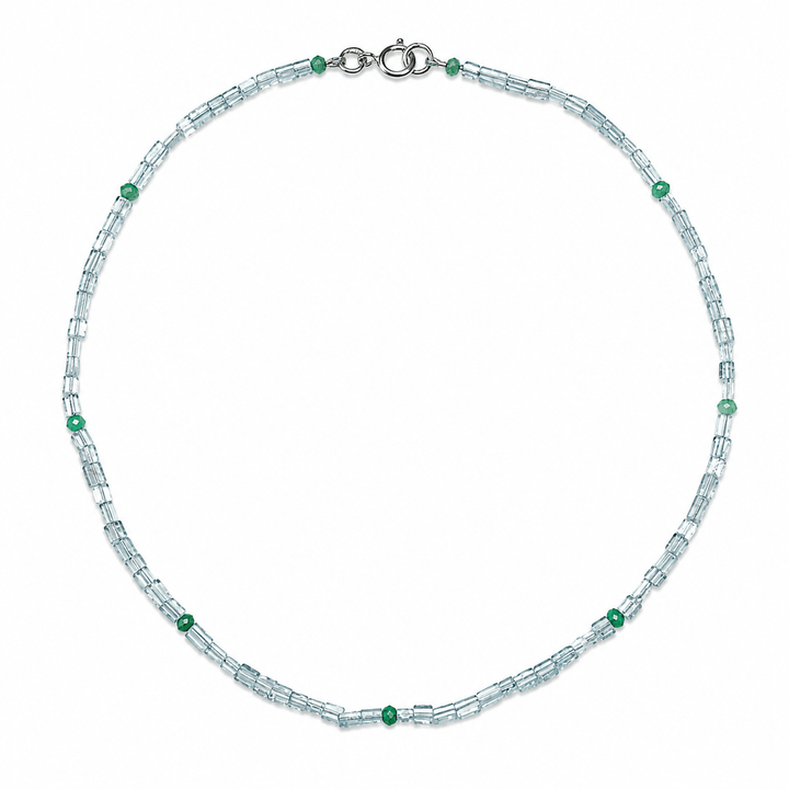 Aquamarin-Kette mit Chrysopras und Peridot - Atelier Tibet