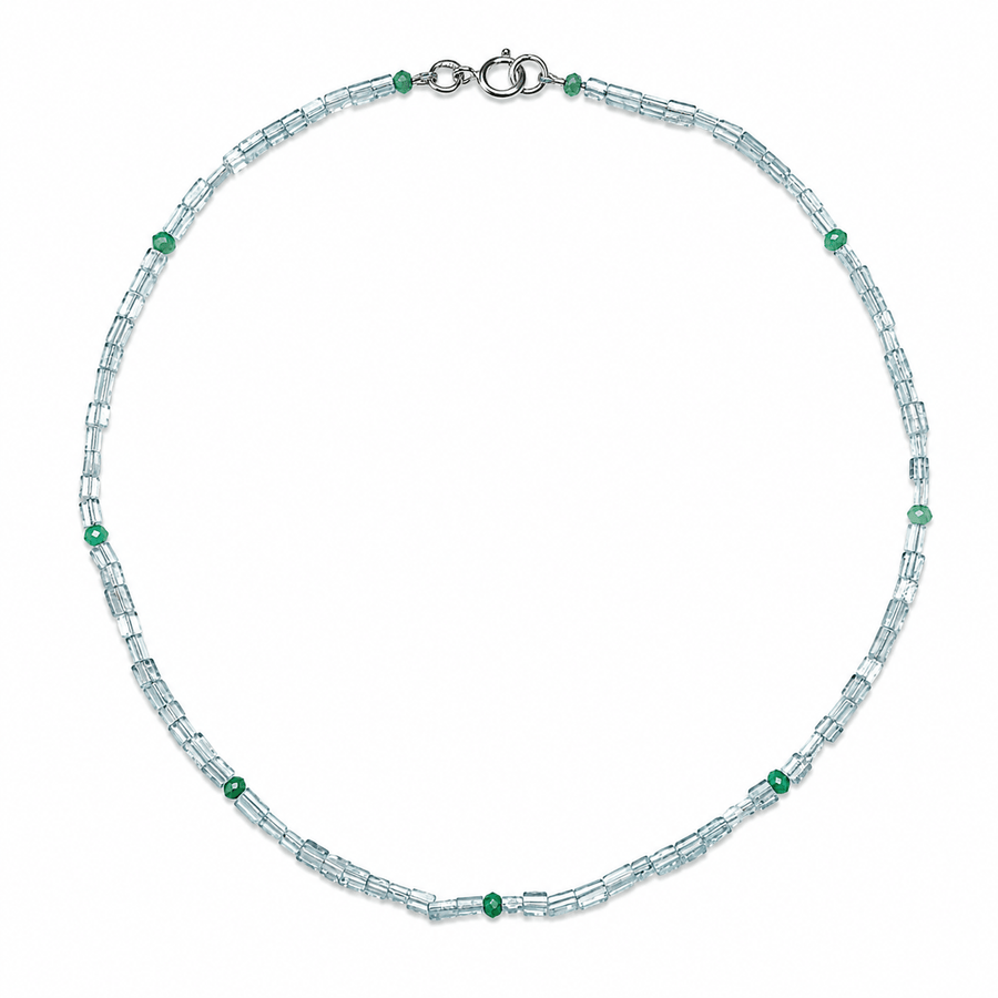 Aquamarin-Kette mit Chrysopras und Peridot - Atelier Tibet