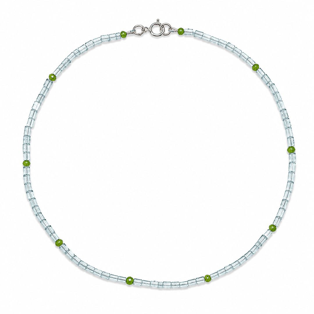 Aquamarin-Kette mit Peridot - Atelier Tibet