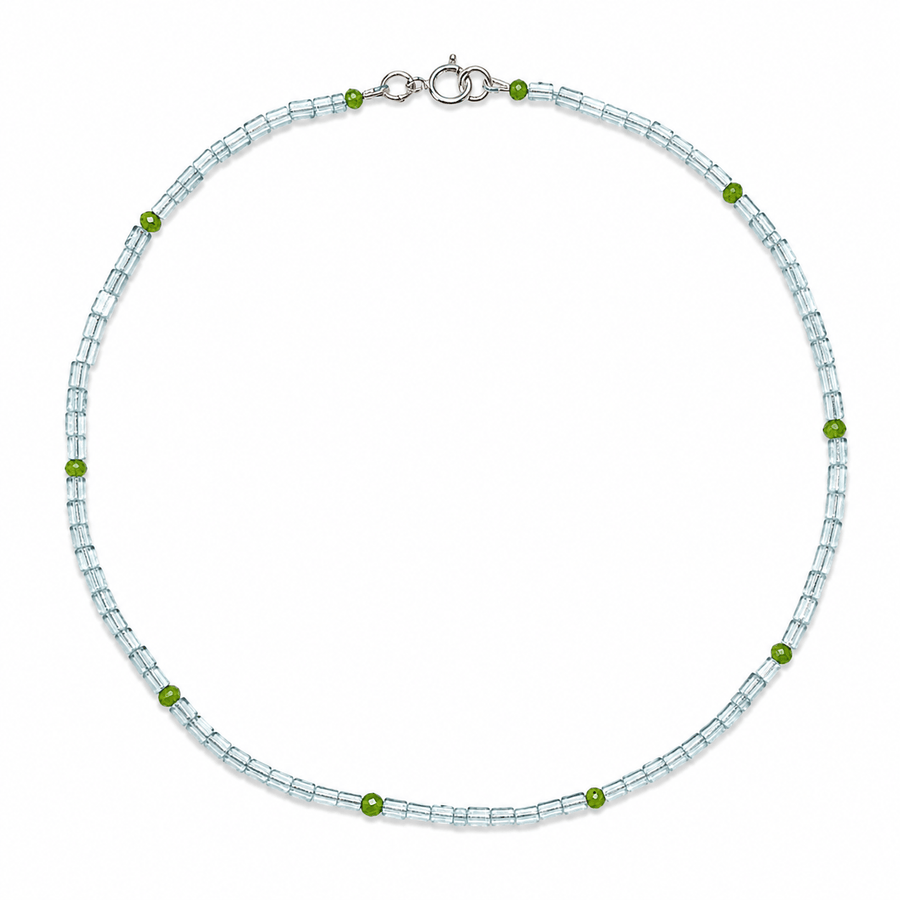 Aquamarin-Kette mit Peridot - Atelier Tibet