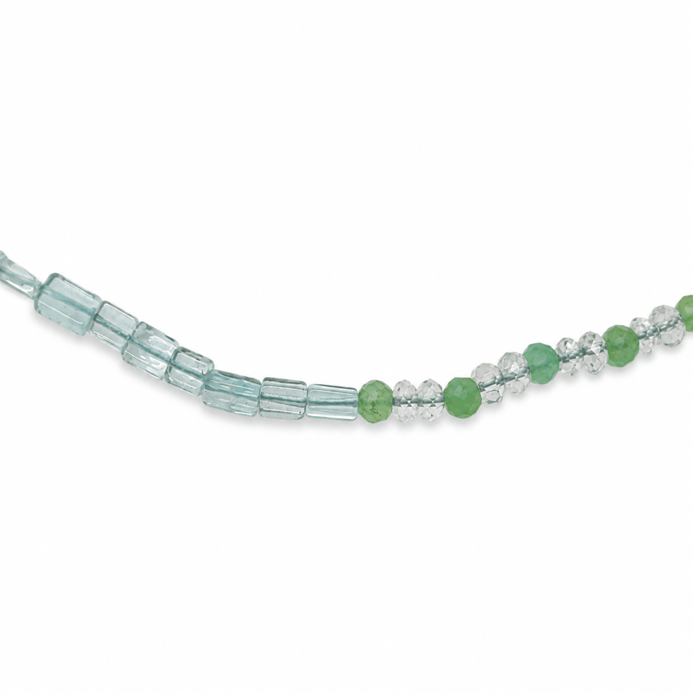 Aquamarin-Kette mit Peridot und Mondstein - Atelier Tibet