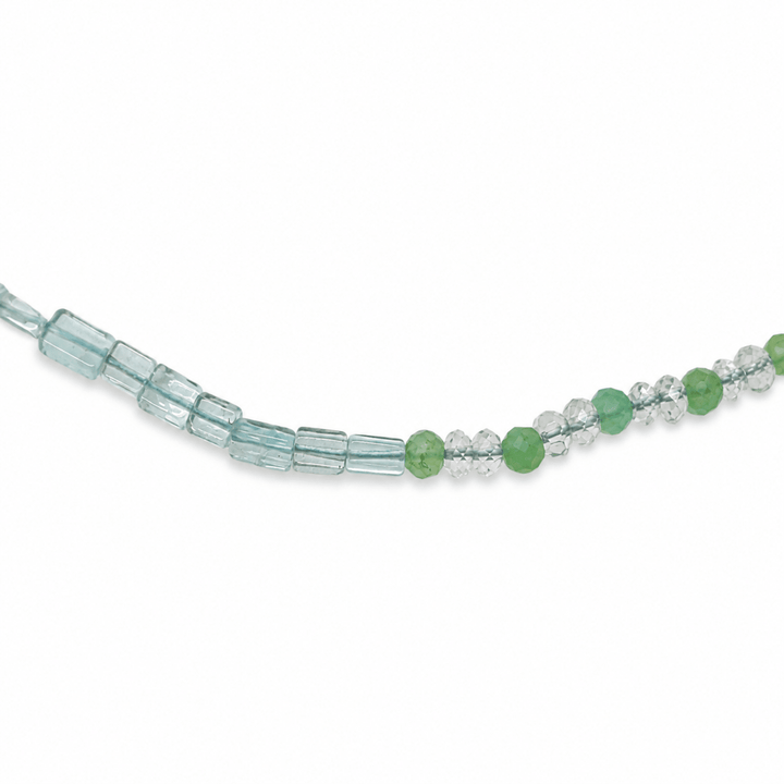 Aquamarin-Kette mit Peridot und Mondstein - Atelier Tibet