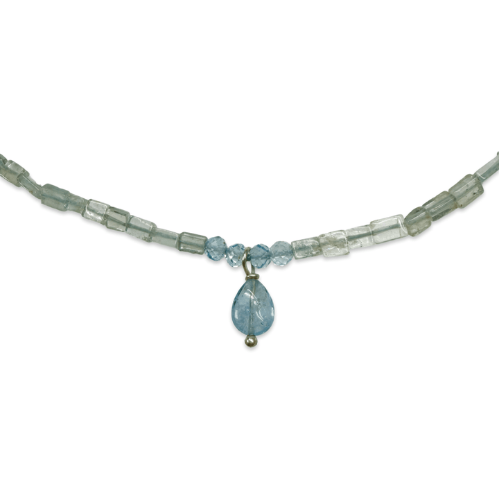 Aquamarin-Kette mit Tropfenanhänger - Atelier Tibet