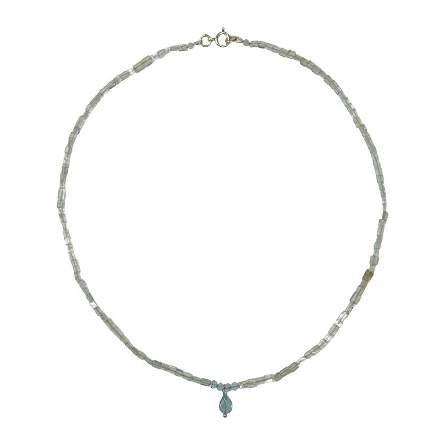 Aquamarin-Kette mit Tropfenanhänger - Atelier Tibet