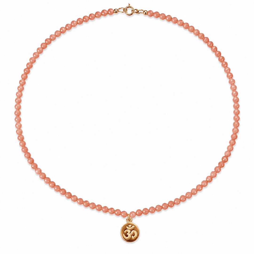 Aragonit-Kette mit vergoldetem Om ॐ Anhänger - Atelier Tibet
