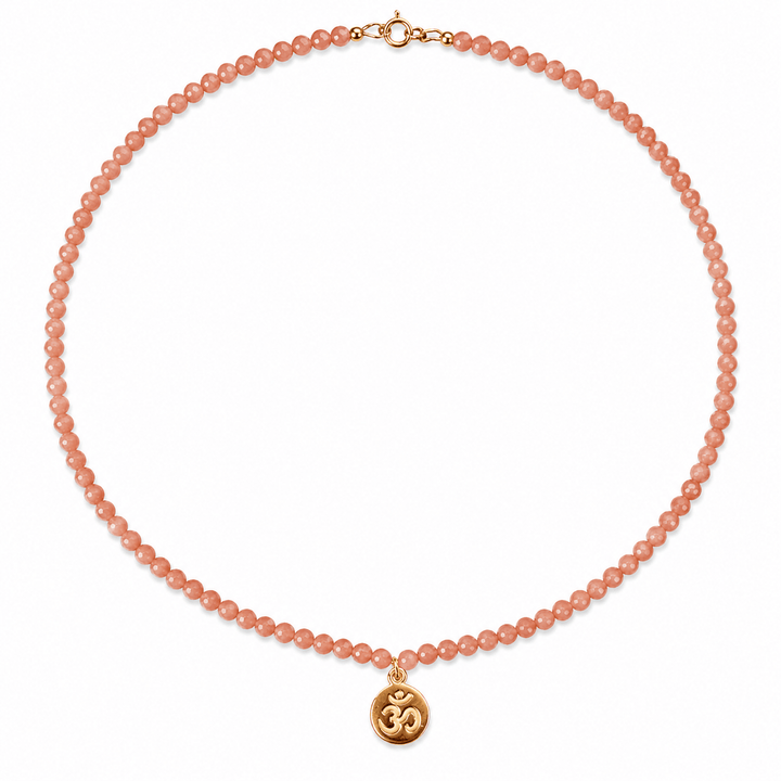 Aragonit-Kette mit vergoldetem Om ॐ Anhänger - Atelier Tibet