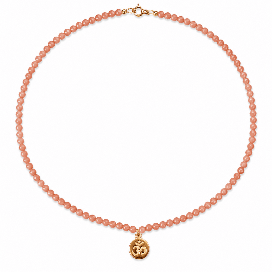 Aragonit-Kette mit vergoldetem Om ॐ Anhänger - Atelier Tibet
