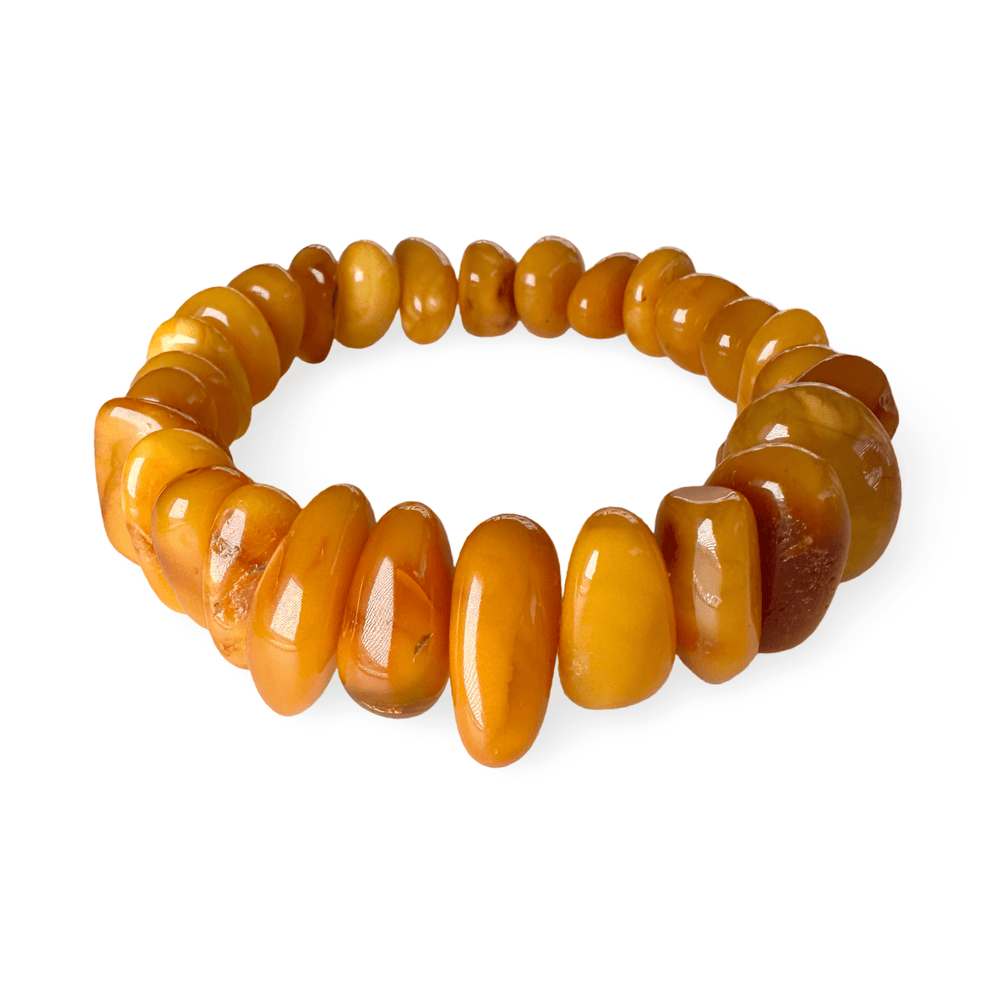 Armband aus polierten Bernsteinen - Atelier Tibet