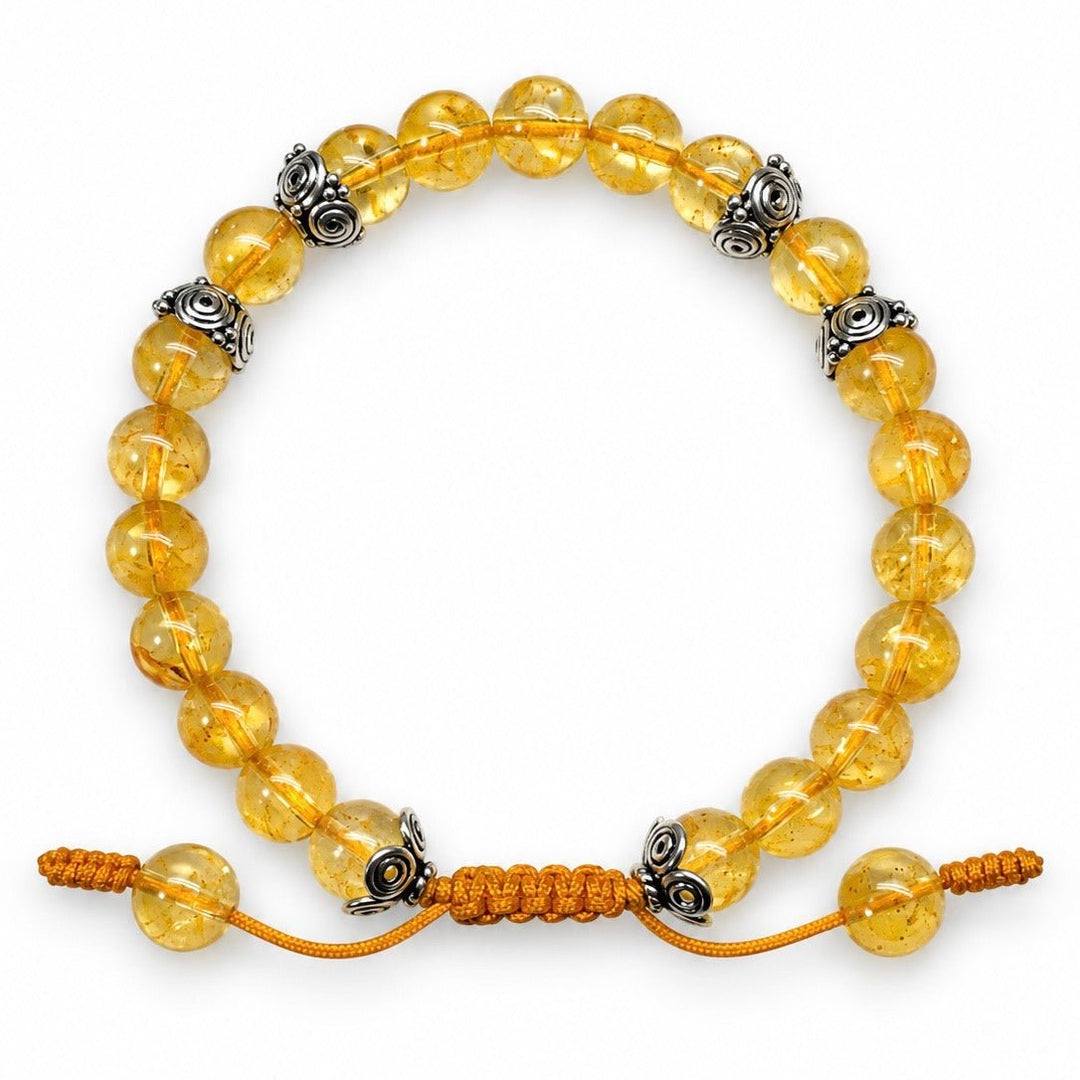 Armband-Mala aus Citrin und Silber - Atelier Tibet