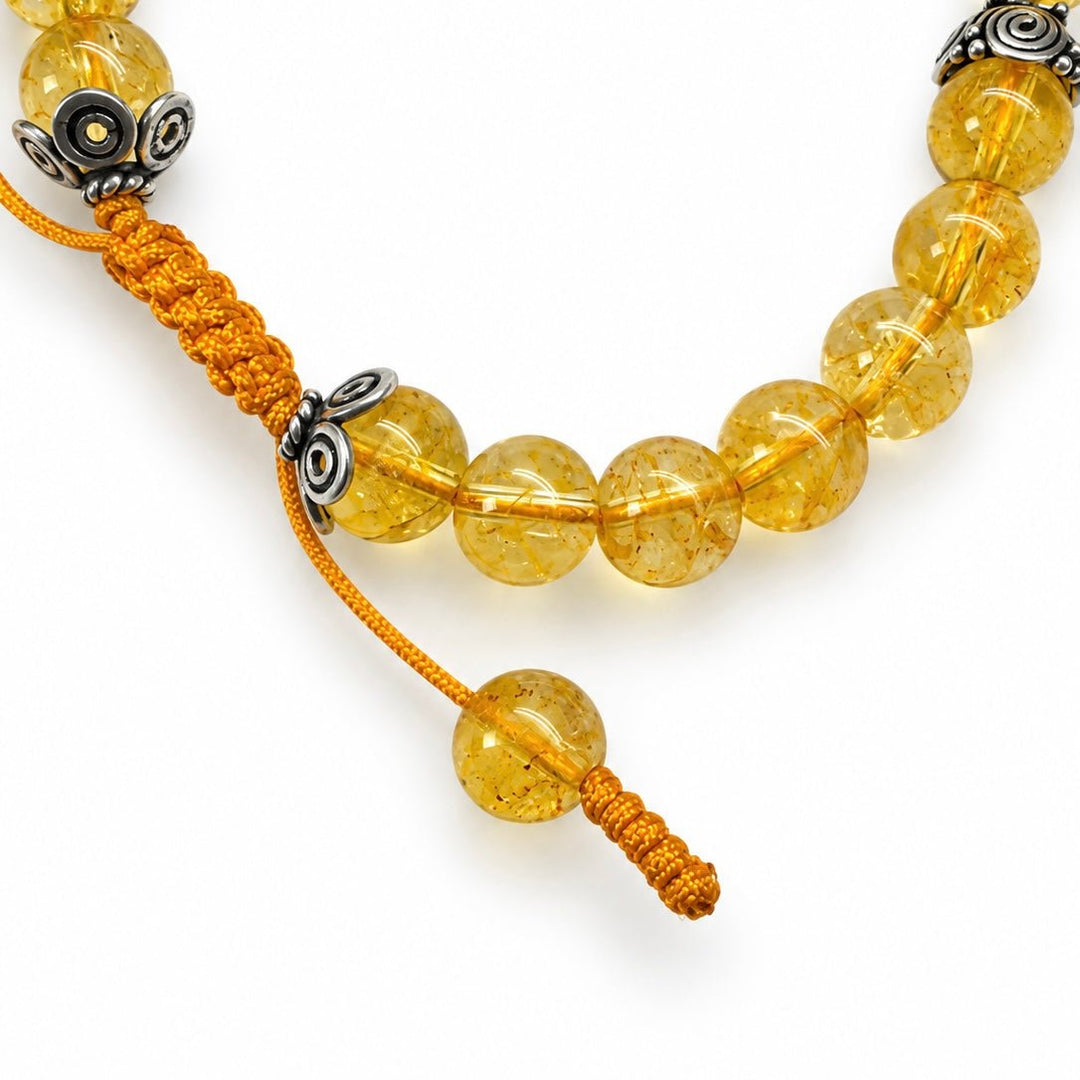 Armband-Mala aus Citrin und Silber - Atelier Tibet