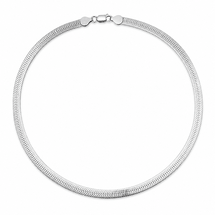 Aussergewöhnliche flache Silber-Schlangenkette - Atelier Tibet