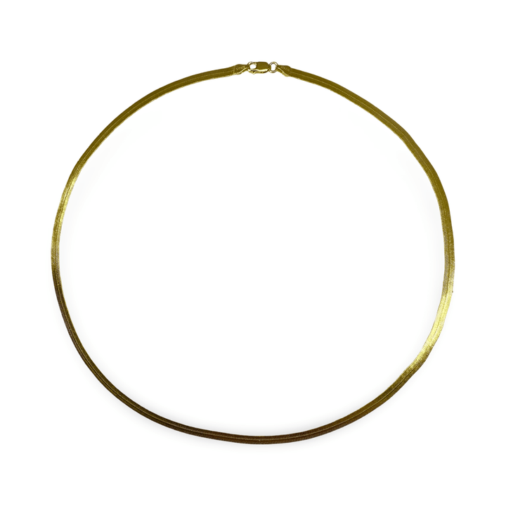 Aussergewöhnliche flache Schlangenkette aus vergoldetem Silber - Atelier Tibet