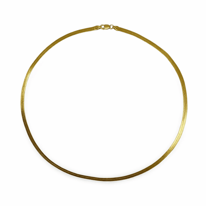 Aussergewöhnliche flache Schlangenkette aus vergoldetem Silber - Atelier Tibet