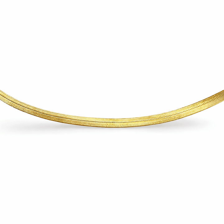 Aussergewöhnliche flache Schlangenkette aus vergoldetem Silber - Atelier Tibet