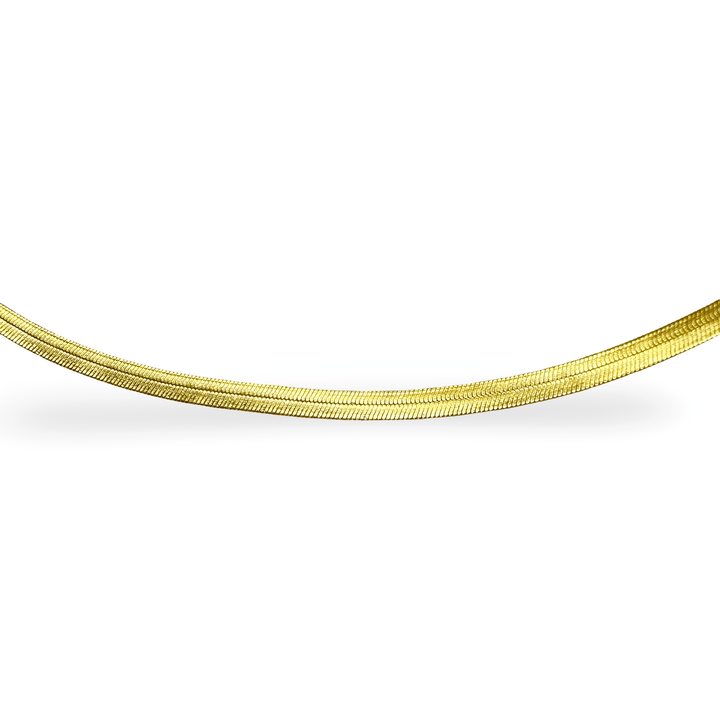 Aussergewöhnliche flache Schlangenkette aus vergoldetem Silber - Atelier Tibet