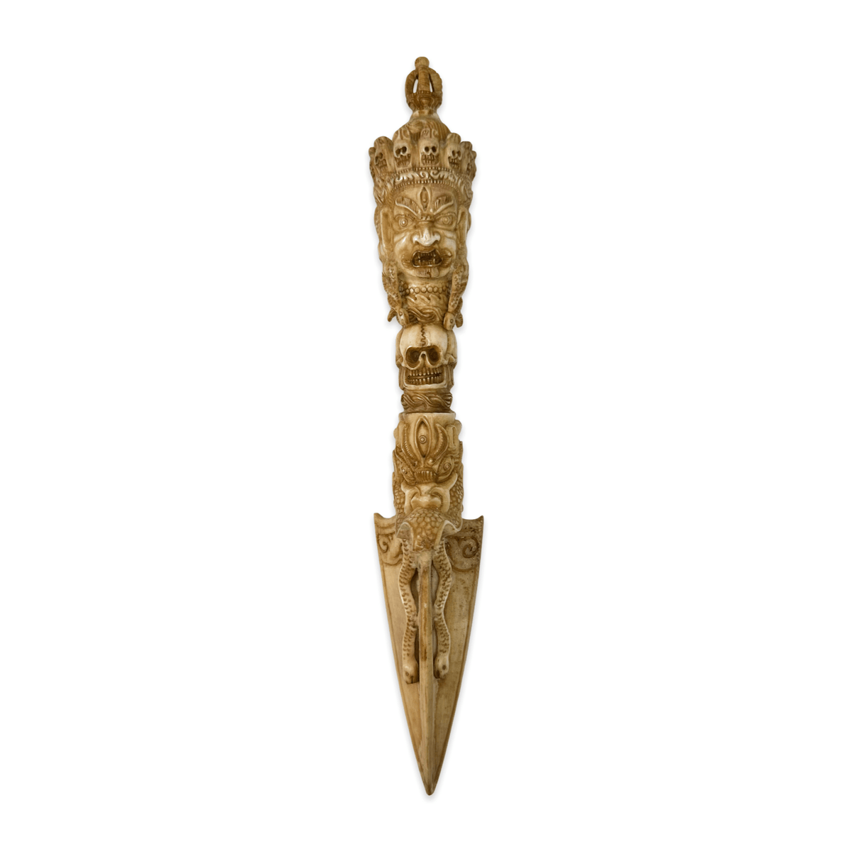 Aussergewöhnlicher Phurpa Ritual Dolch aus Yak - Knochen - Atelier Tibet