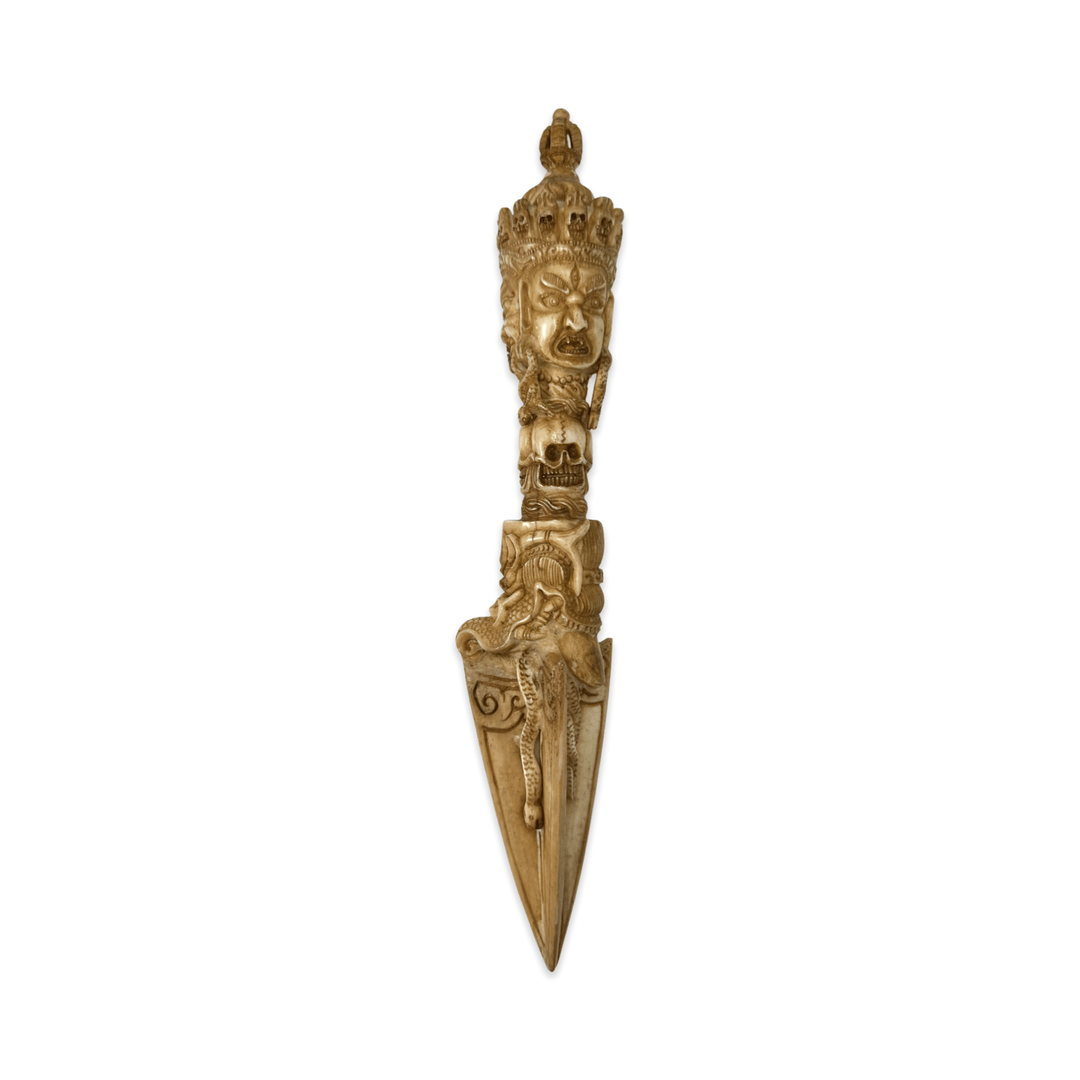 Aussergewöhnlicher Phurpa Ritual Dolch aus Yak - Knochen - Atelier Tibet