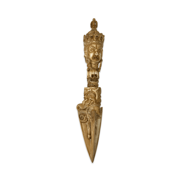 Aussergewöhnlicher Phurpa Ritual Dolch aus Yak - Knochen - Atelier Tibet