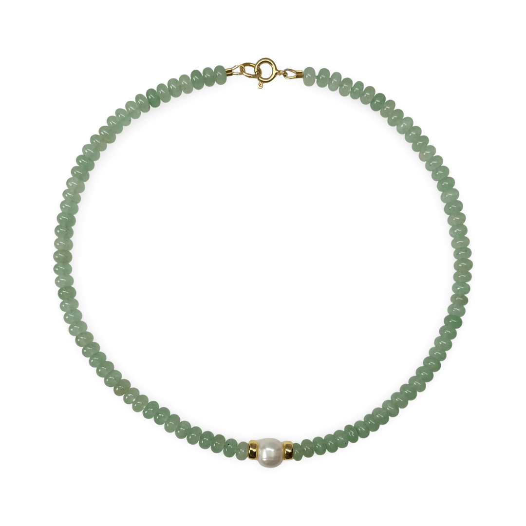 Aventurin-Kette mit Süsswasserperle - Atelier Tibet