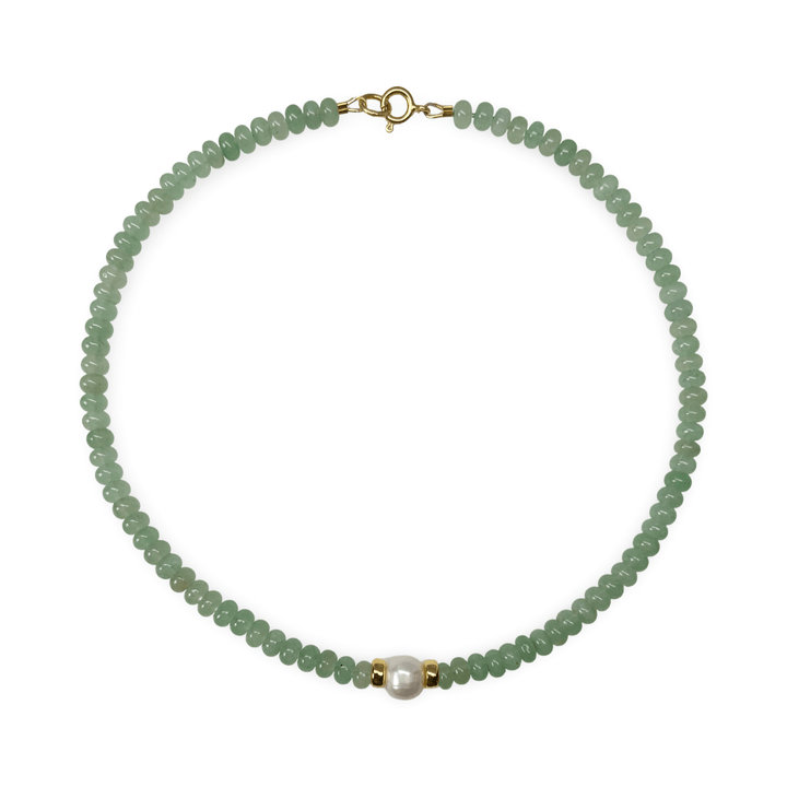 Aventurin-Kette mit Süsswasserperle - Atelier Tibet