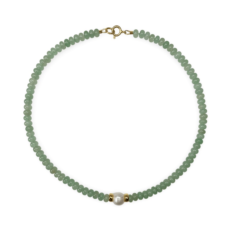 Aventurin-Kette mit Süsswasserperle - Atelier Tibet