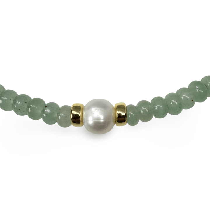 Aventurin-Kette mit Süsswasserperle - Atelier Tibet
