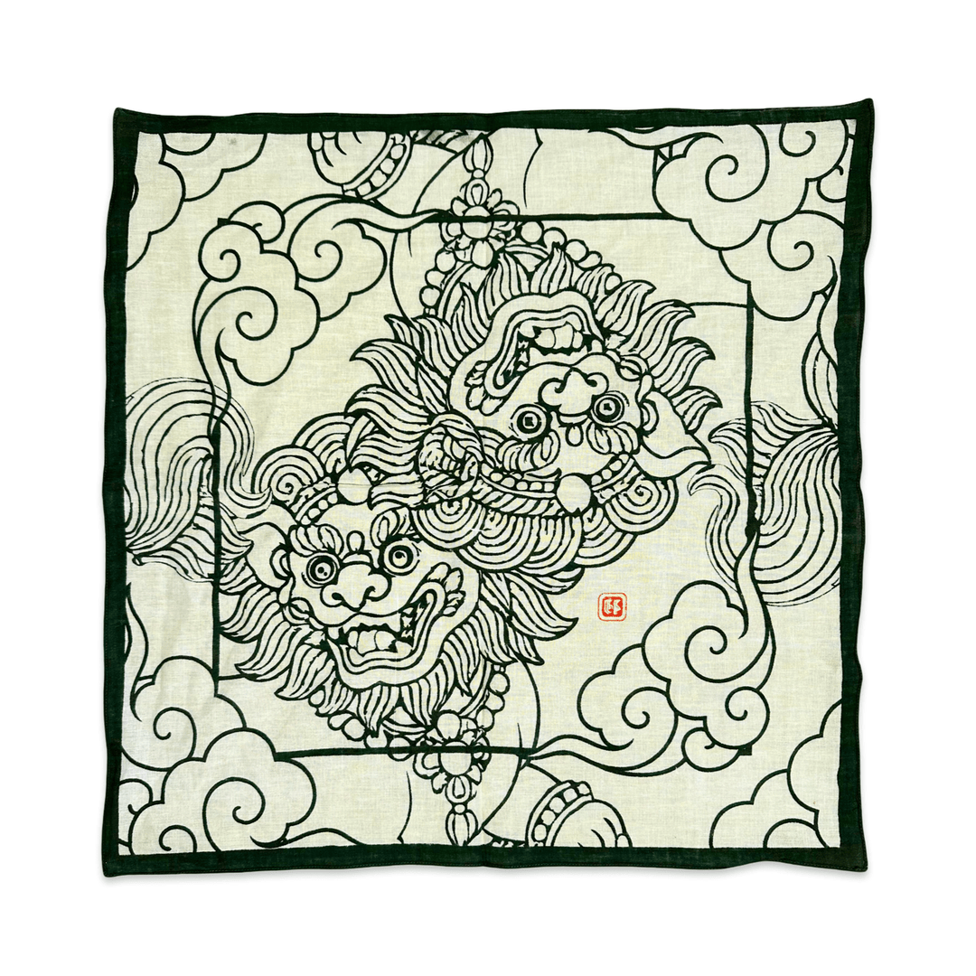 Bandana - grüner Schneelöwe · Studio Losel - Atelier Tibet