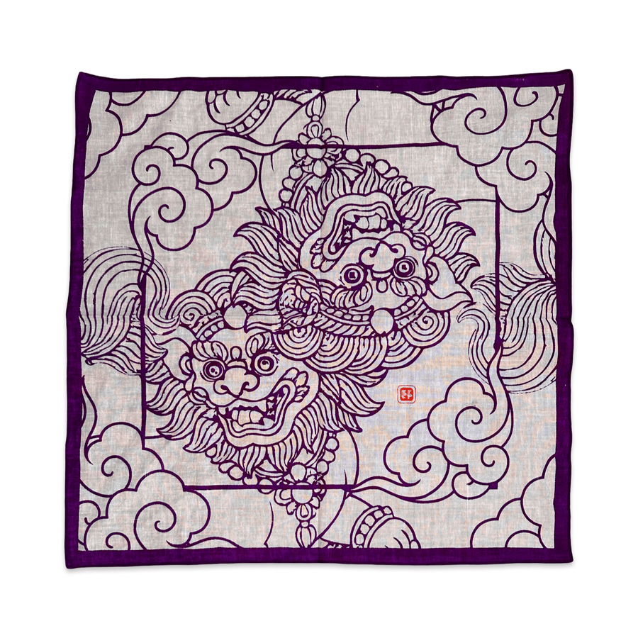 Bandana - lila Schneelöwe · Studio Losel - Atelier Tibet
