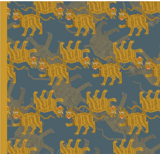 Baumwoll-Schal - Tibetischer Tiger, Blau · Studio Losel - Atelier Tibet