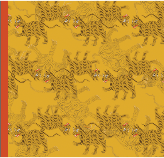 Baumwoll-Schal - Tibetischer Tiger, Gelb · Studio Losel - Atelier Tibet