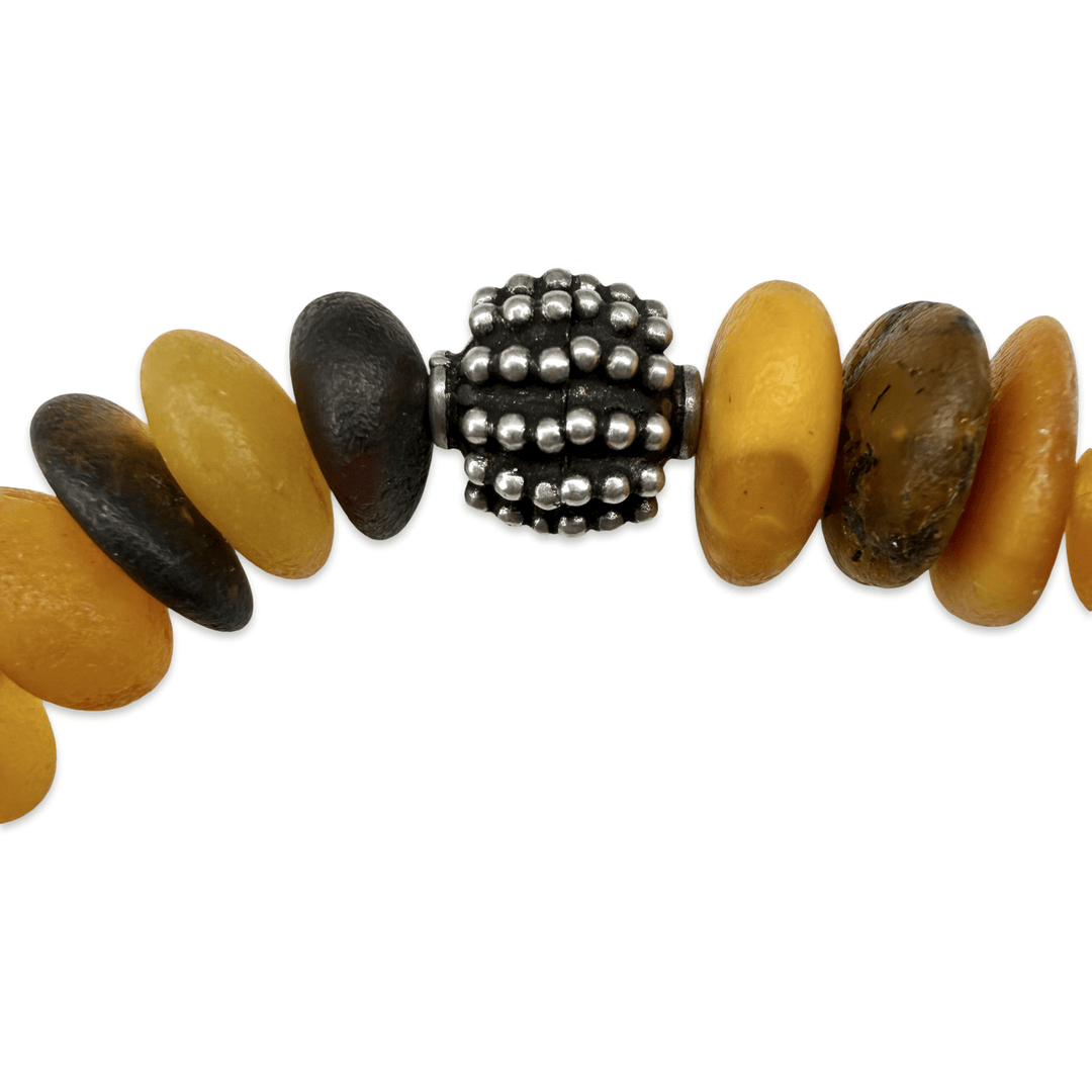 Bernstein-Armband, matt, mit Silberperle - Atelier Tibet