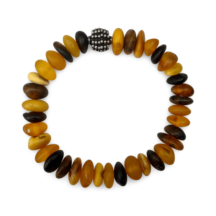Bernstein-Armband, matt, mit Silberperle - Atelier Tibet