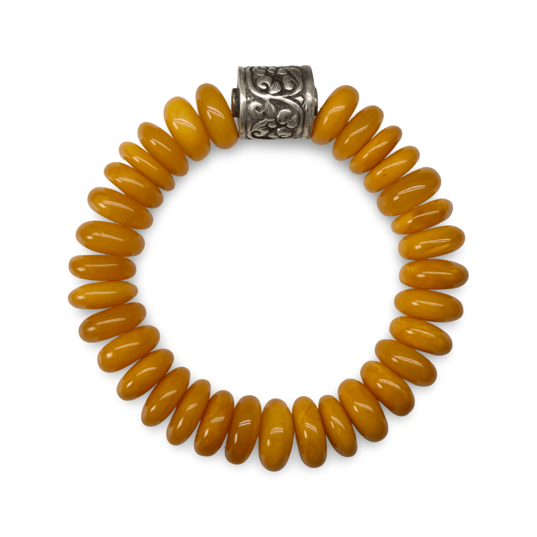 Bernstein-Armband mit Silberperle - Atelier Tibet
