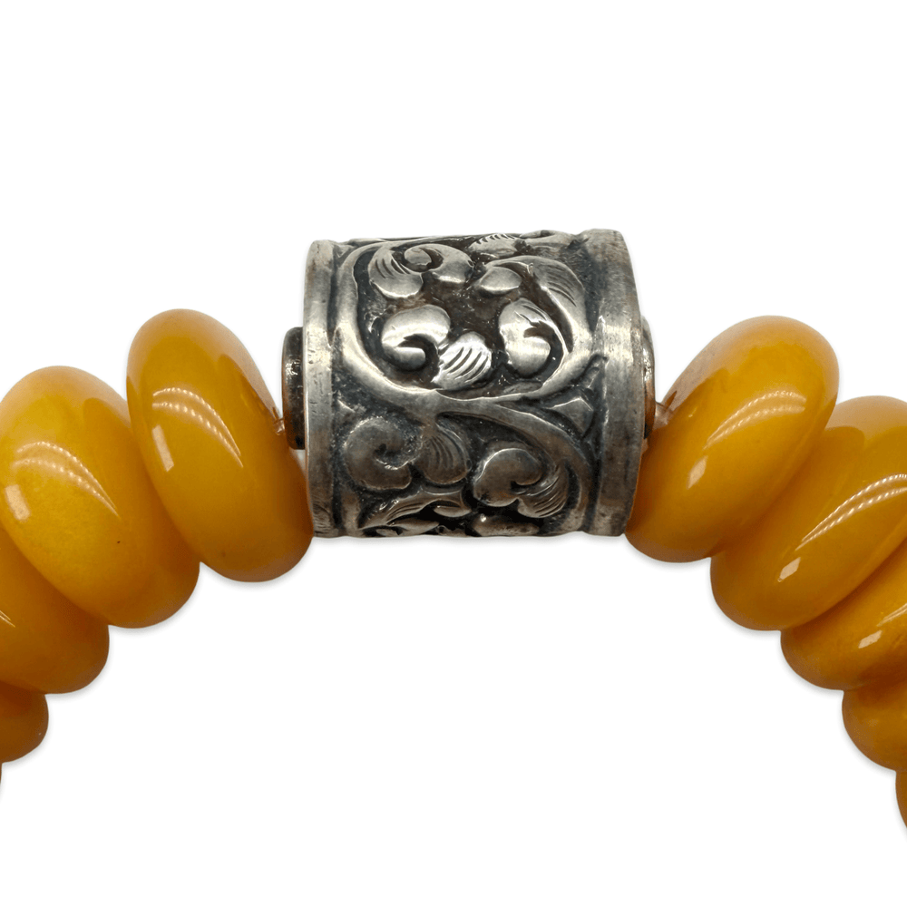 Bernstein-Armband mit Silberperle - Atelier Tibet