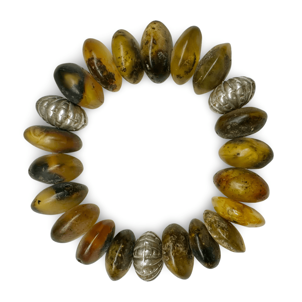 Bernstein Armband mit Silberperlen - Atelier Tibet