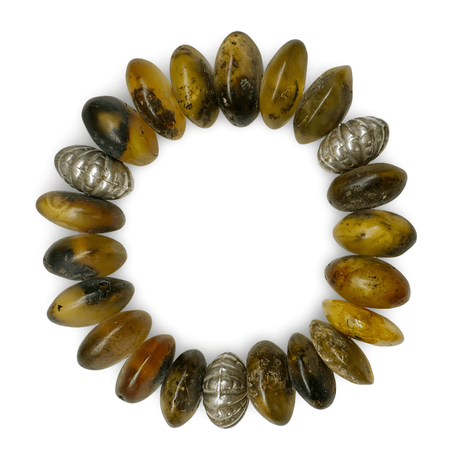Bernstein Armband mit Silberperlen - Atelier Tibet