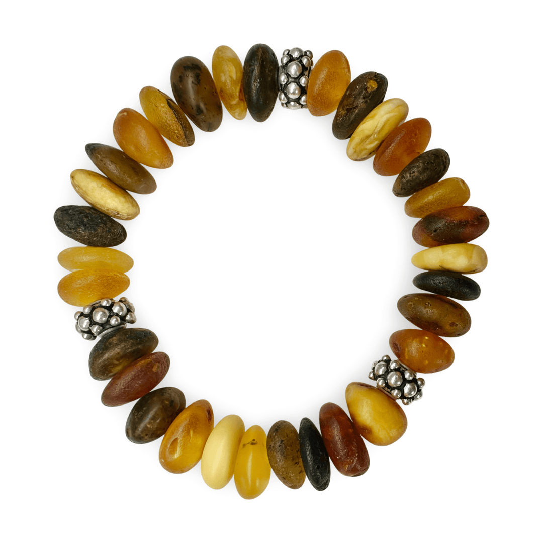 Bernstein Armband mit Silberperlen - Atelier Tibet