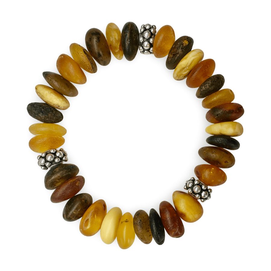 Bernstein Armband mit Silberperlen - Atelier Tibet