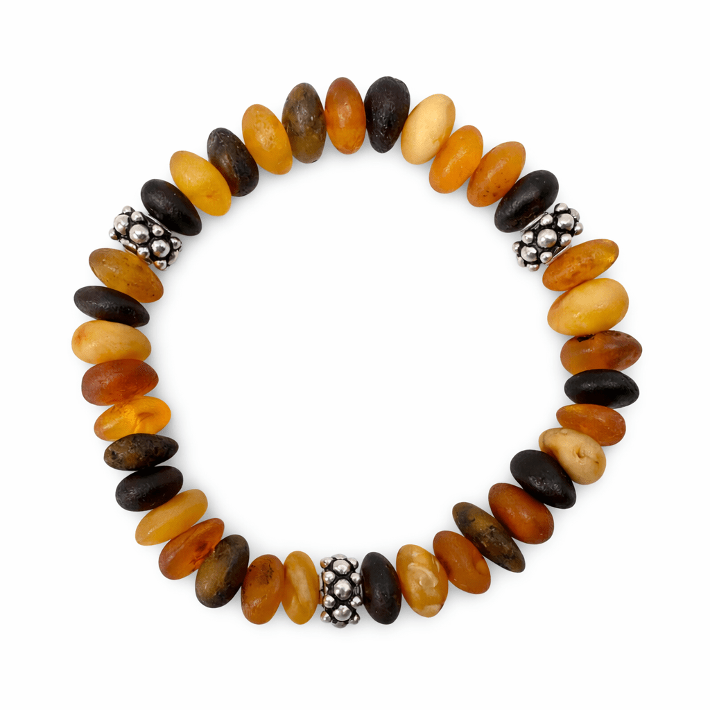 Bernstein Armband mit Silberperlen - Atelier Tibet